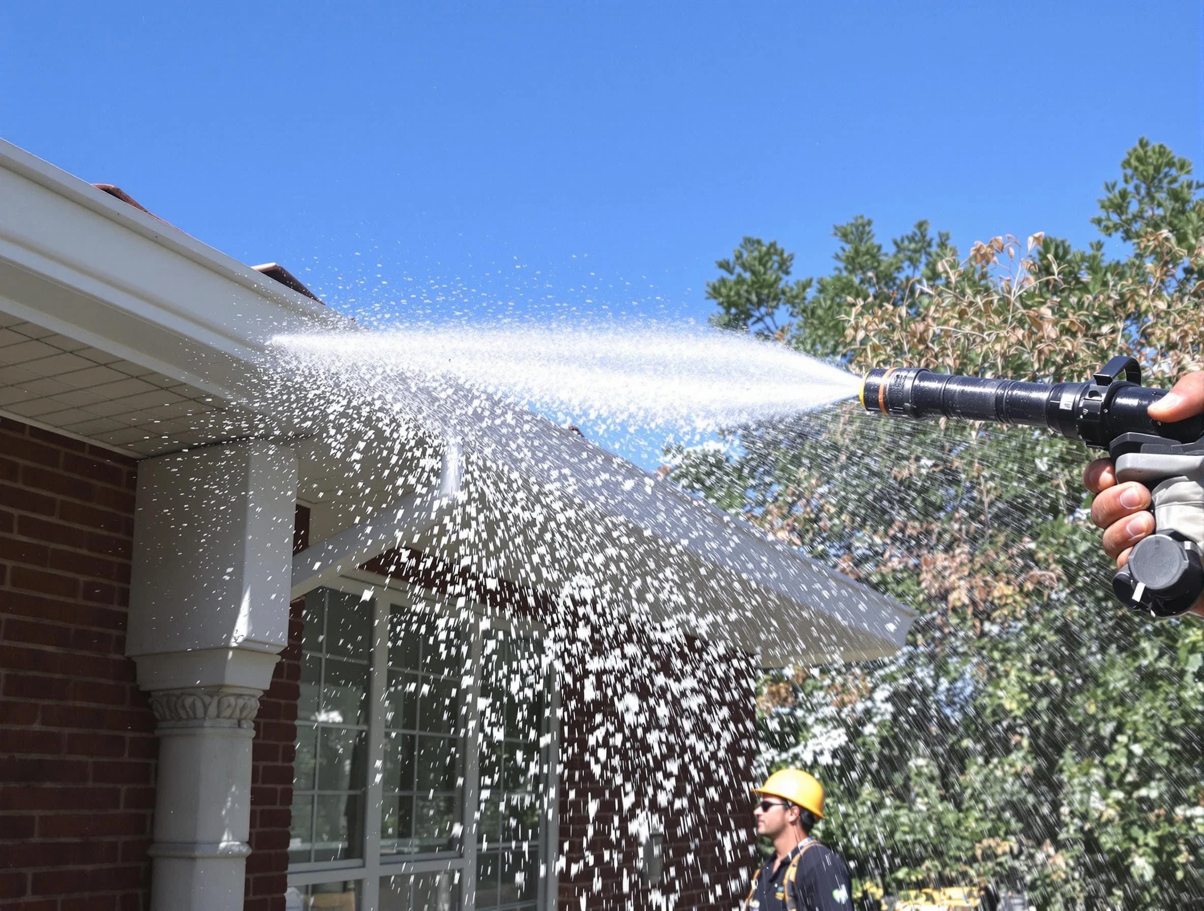 Cleared downspout by Bedford Roofing Company ensuring unrestricted flow in Bedford, OH