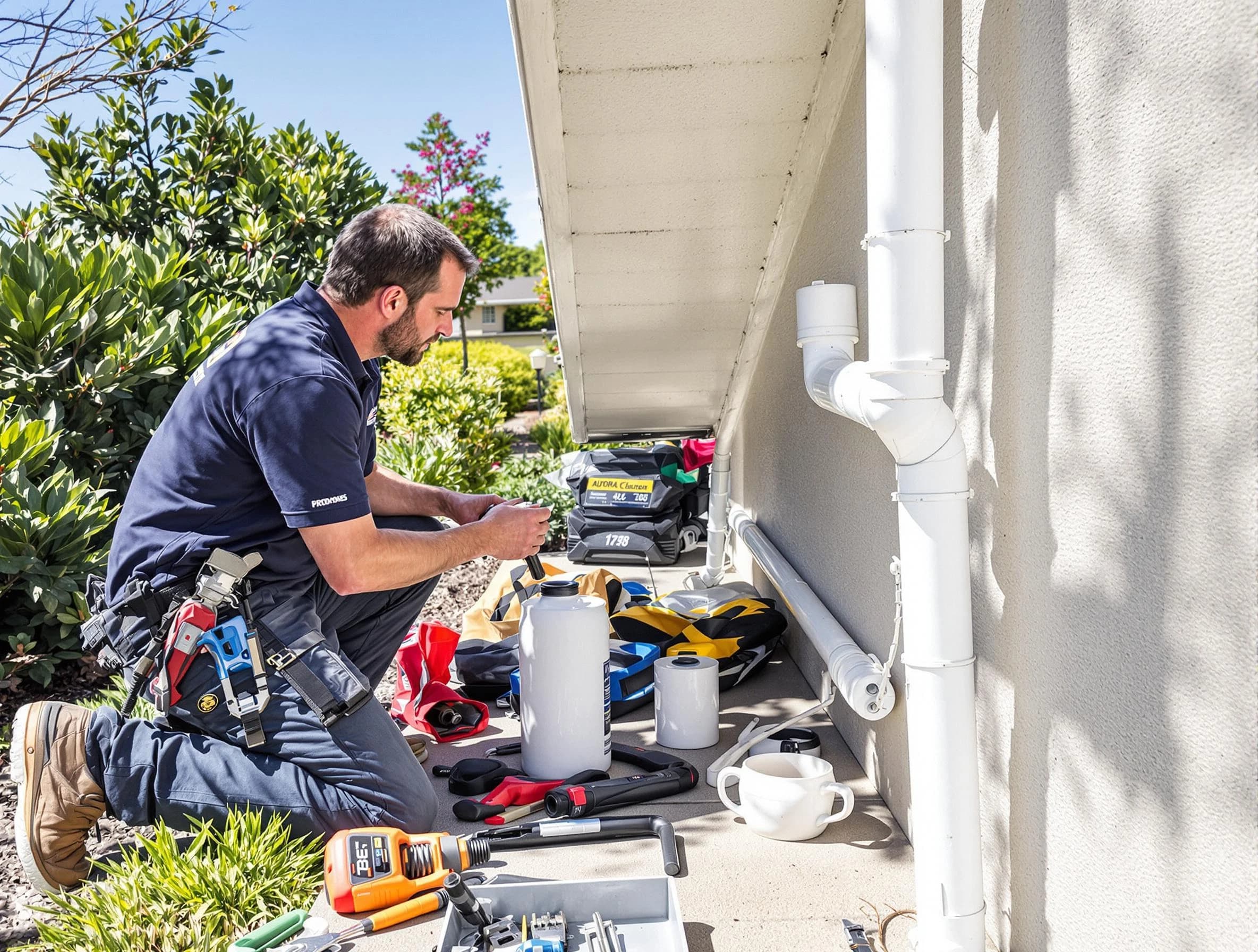 Bedford Roofing Company expert fixing a downspout in Bedford, OH