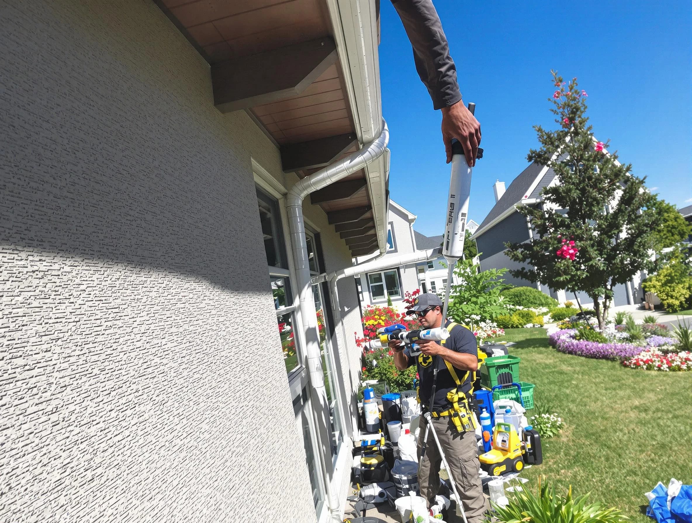 Reinforced downspout bracket installed by Bedford Roofing Company in Bedford, OH