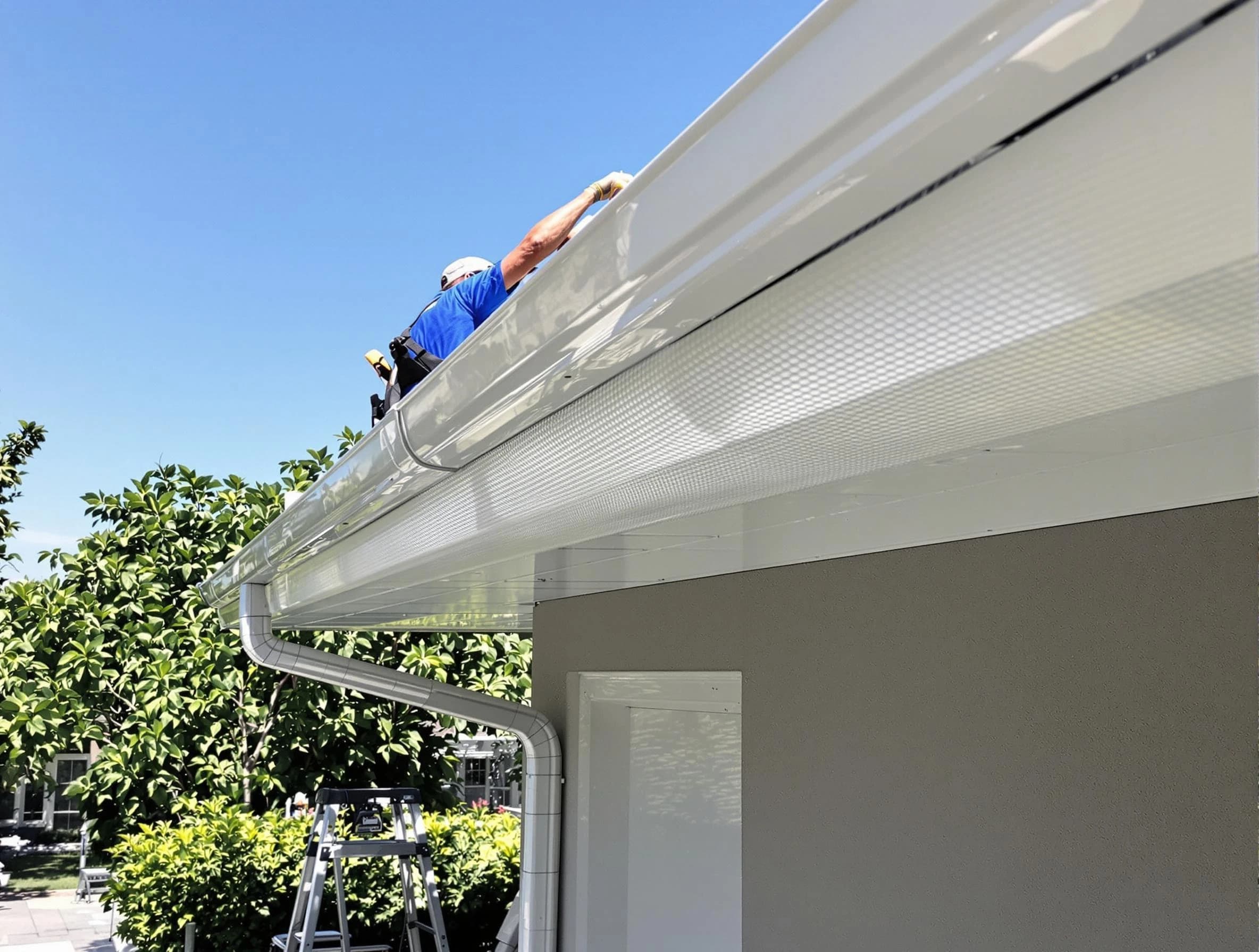 Debris-free gutter guard system by Bedford Roofing Company in Bedford, OH