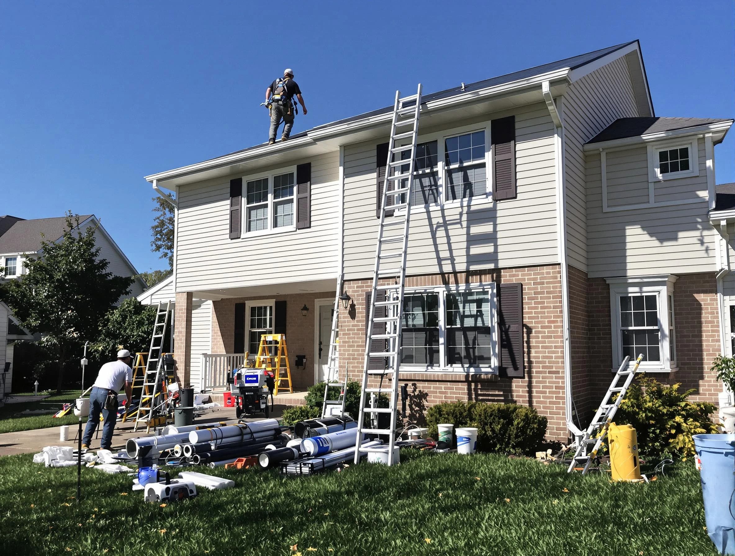 Bedford Roofing Company completing a gutter replacement in Bedford, OH