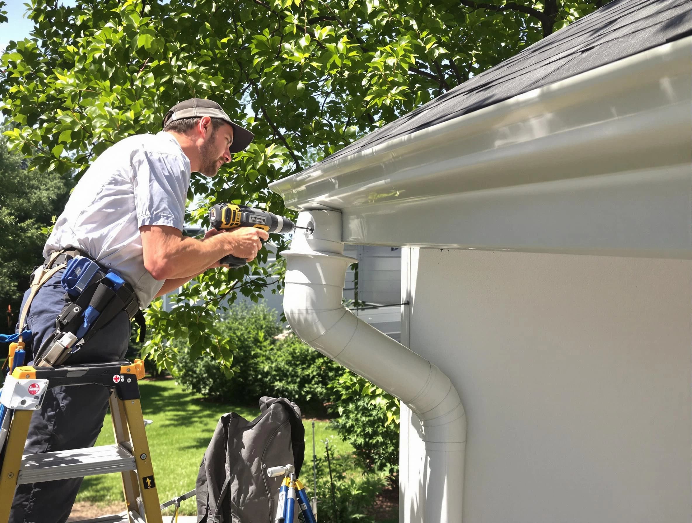 Properly installed rain gutters by Bedford Roofing Company in Bedford, OH