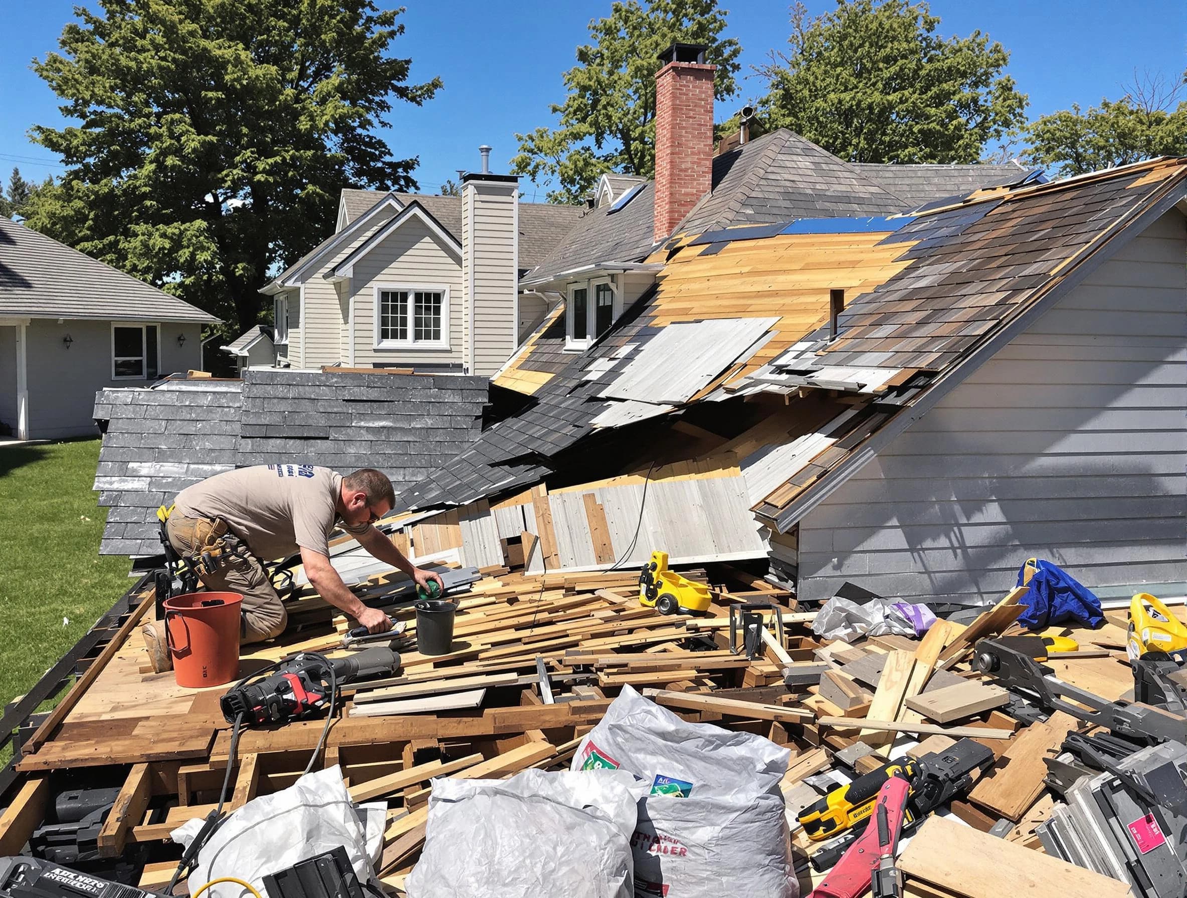 Bedford Roofing Company completing a roof replacement in Bedford, OH